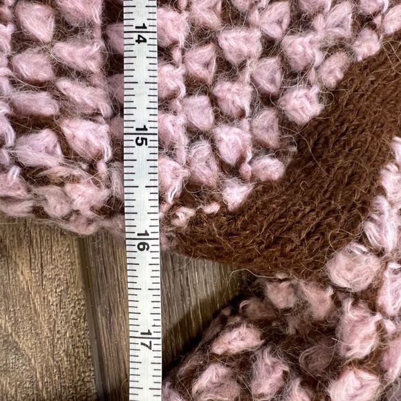 Free People Fuzzy Button Front Sweater Brown/Pink Size XS Large Collar - Picture 12 of 14